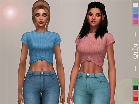 Margeh 75s S4 Summer Ribbed Top Ribbed Top Summer Ties Sims 4