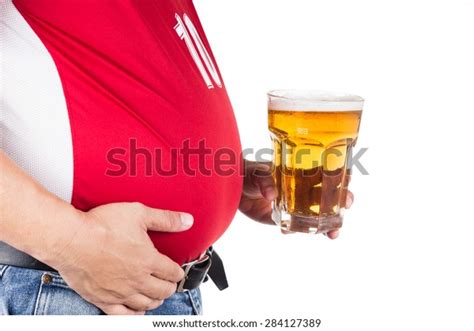 Obese Man Big Belly Holding Glass Stock Photo 284127389 Shutterstock