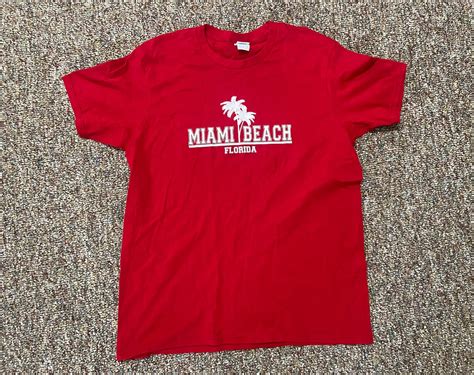 Mens Size Xl Red Miami Beach T Shirt Etsy