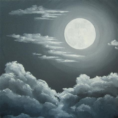 Clouds Under A Full Moon By Anna Bronwyn Foley Night Sky Painting
