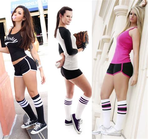 Retro Athletic Shorts And Striped Tube Socks In Long Socks