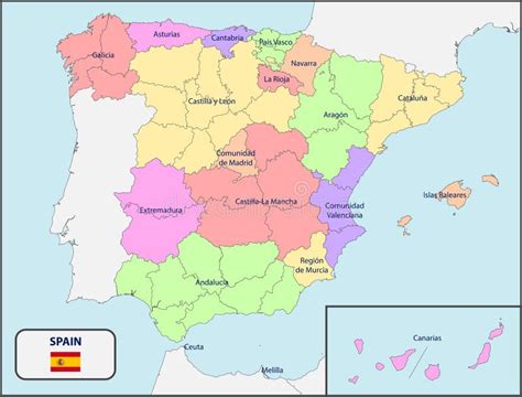Mapa Político Da Espanha Com Nomes Ilustração Do Vetor Ilustração De