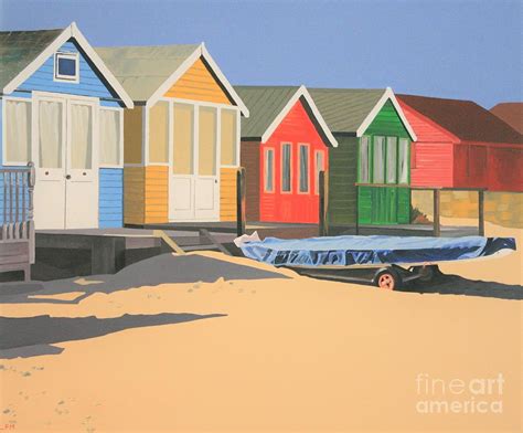 Four Beach Huts Painting By Linda Monk Fine Art America
