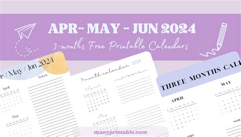 Free Printable April May June 2024 Calendars Many Printable