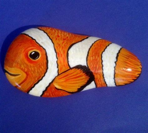 Hand Painted Rock Clown Fish By Cobblecreatures On Etsy Hand Painted