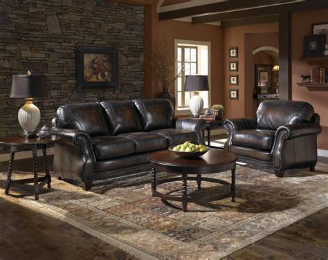 Broyhill Furniture Stetson Collection Stationary Leather Sofa