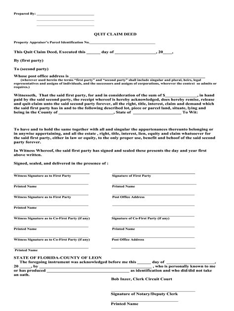 Fillable Quit Claim Deed Form Printable Forms Free Online