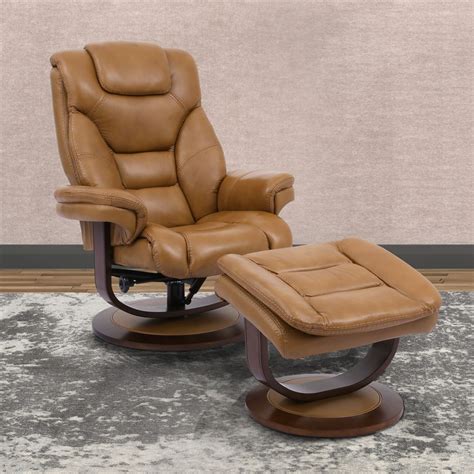 monarch swivel recliner with ottoman in butterscotch leather by parker house mmon 212s but