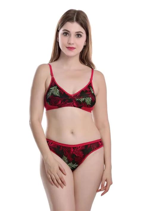 buy women cotton bra panty set for lingerie set pack of 1 color red online at best