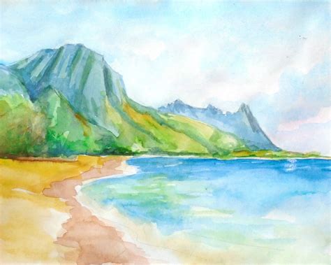 Maui Beach Painting Hawaii Seascape Small Painting Watercolor Etsy