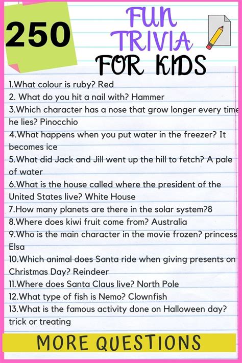 All our questions and answers are on the same page making them easy to follow. Trivia Questions For Kids | Trivia questions for kids ...