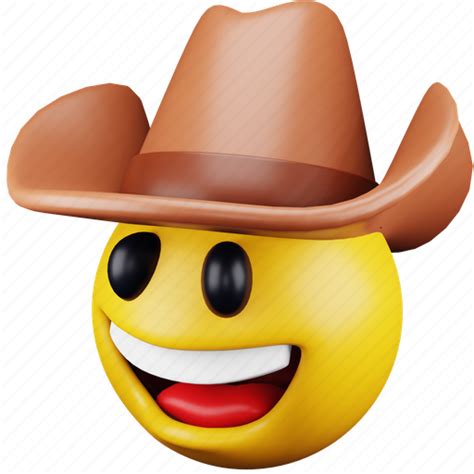 Face Emoji Expression Emoticon Cowboy Hat Smiley 3d Illustration