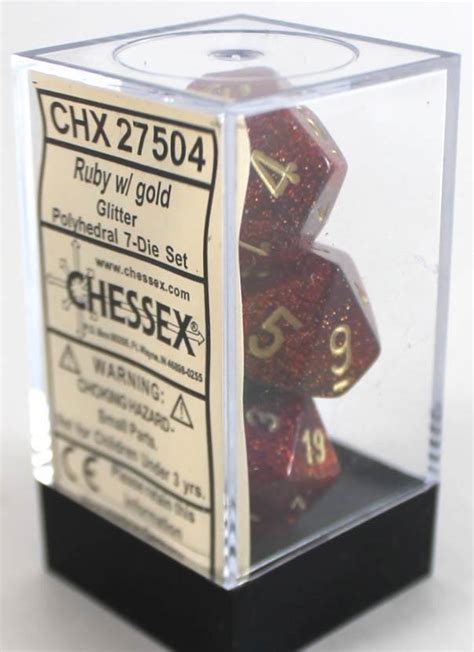 Chessex Polyhedral Glitter Dice Set Rubygold At Mighty Ape Nz