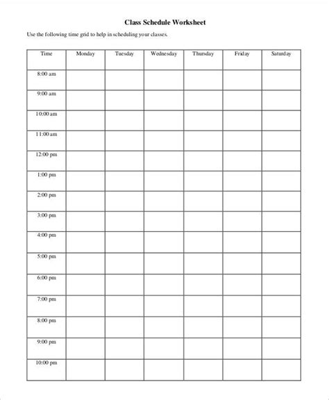 Free Printable Blank Class Schedule Printable Templates