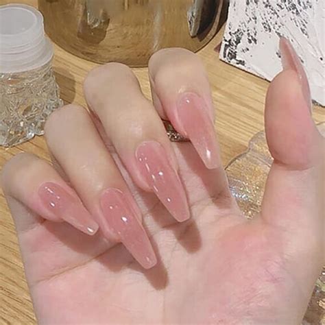 Translucent Pink Clear Nails Elegant Feminine And Trendy