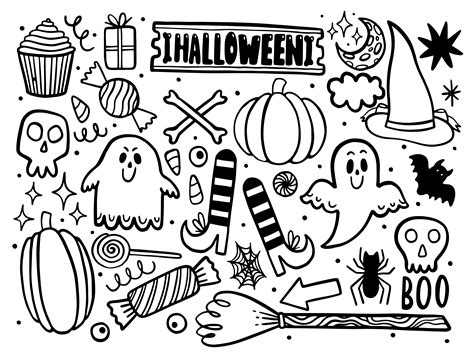 Halloween Set Outline By Arina Pictures Thehungryjpeg