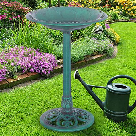 Outdoor Garden Green Pedestal Bird Bath Feeder Ps6502