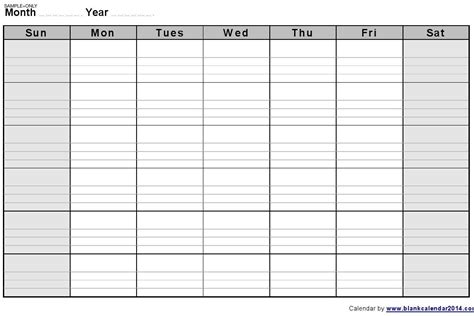 Blank Monthly Calendar Template With Lines Accurate Printable Notes