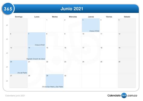 Calendario Junio Y Julio 2021 Para Imprimir Calendario Jan 2021