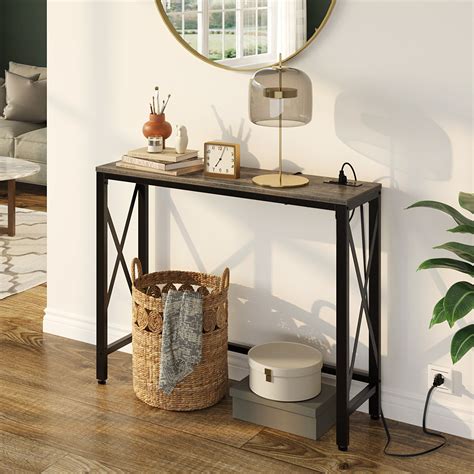 Rolanstar Console Table With Power Outlet Narrow Sofa Table 55 Farm