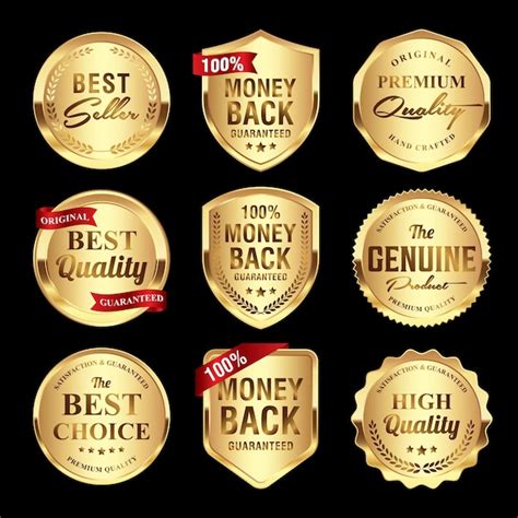 Premium Vector Set Of Luxury Gold Badges Quality Labels