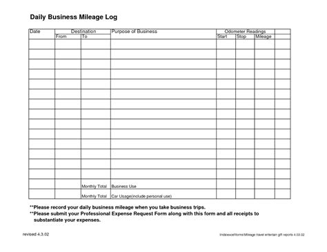 Vehicle Mileage Log Templates Word Excel PDF Formats