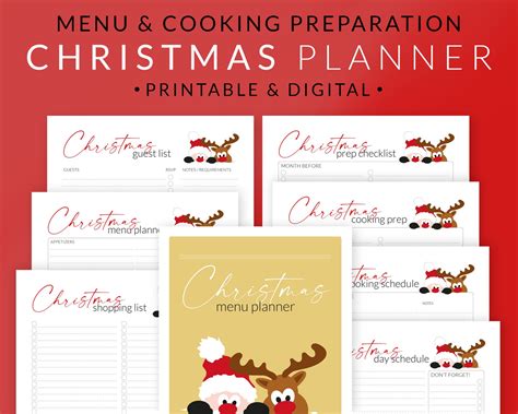 Christmas Menu Planner Printable Kit Holiday Meal Planning Etsy Uk