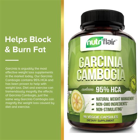 nutriflair garcinia cambogia supplement 95 hca metabolism booster for weight loss 90 capsules