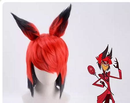 35cm Anime Short Wig Hazbin Hotel Alastor Wig With Ear Cosplay Costume