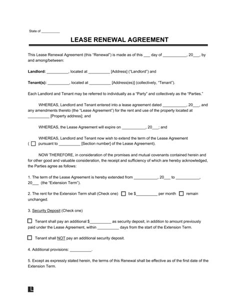 Rent Agreement Renewal Format In Word

