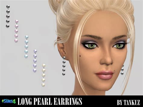 Long Pearl Earrings At Tankuz Sims4 Sims 4 Updates