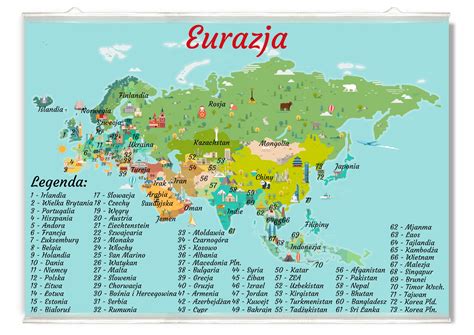 Plakat Mapa Eurazji Eurazja Europa Azja Państwa 12507050059 Allegropl