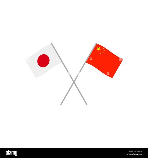 Japan And China Flags Flags Icon Vector Eps10 Stock Vector Image