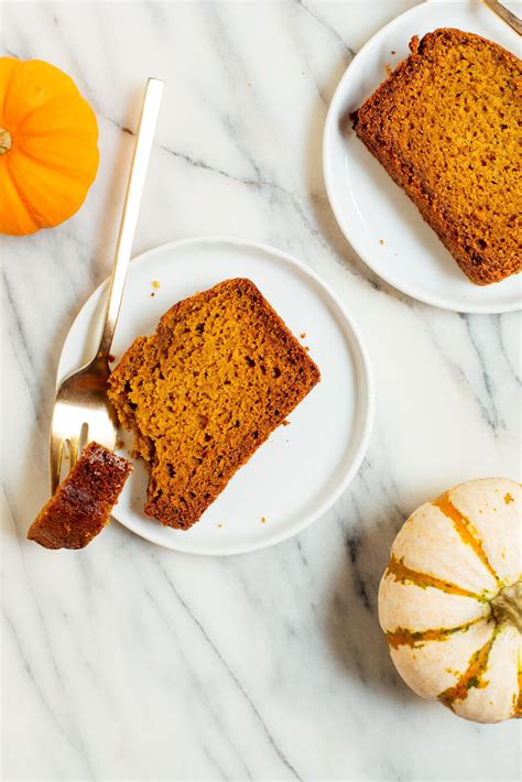 And, it's made with half the amount of sugar, half whole wheat flour, greek yogurt and coconut oil. Healthy Pumpkin Bread Recipe - Cookie and Kate