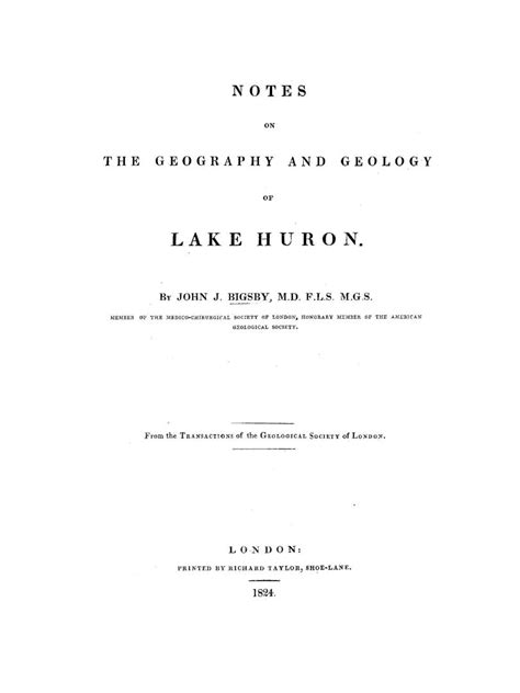 Notes On The Geography And Geology Of Lake Huron All Items Digital