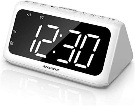 Anjank Digital Dual Alarm Clock Fm Radio 8 Wake Up Sounds Large Led