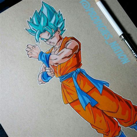 Draw the slanted guidelines for the eyes, and sketch the position of the mouth (which should be directly how to draw goku from dragonball z. Drawing of Goku SSJ Blue - Color Pencils | DragonBallZ Amino