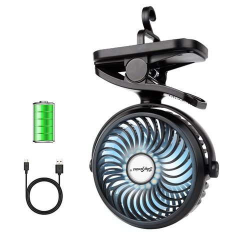 Skygenius Rechargeable Camping Fan With Led Lights Clip On Mini Fan