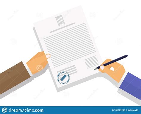 Vector Drawing Signing Contract On White Background Stock Vector