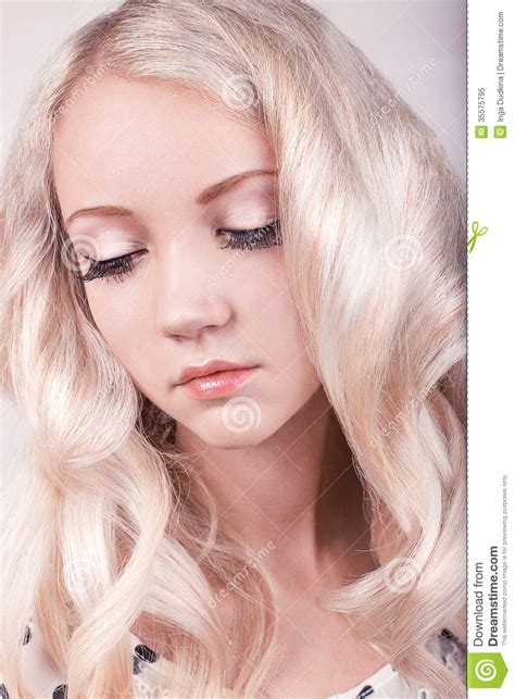 Girl With Curly Blond Hair Stock Image Image Of Caucasian 35575795