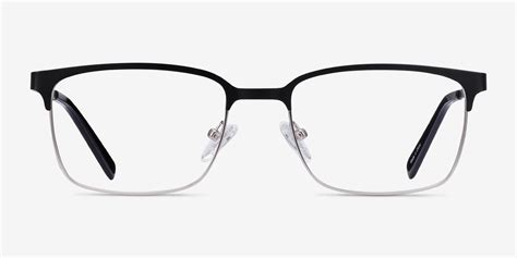 Manchester Rectangle Black Silver Full Rim Eyeglasses Eyebuydirect