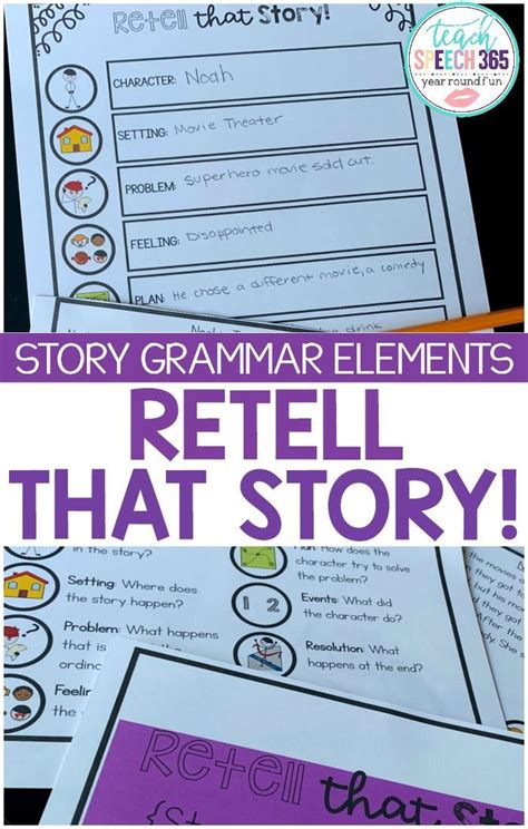 Retell That Story Story Grammar Elements In 2020 School Speech