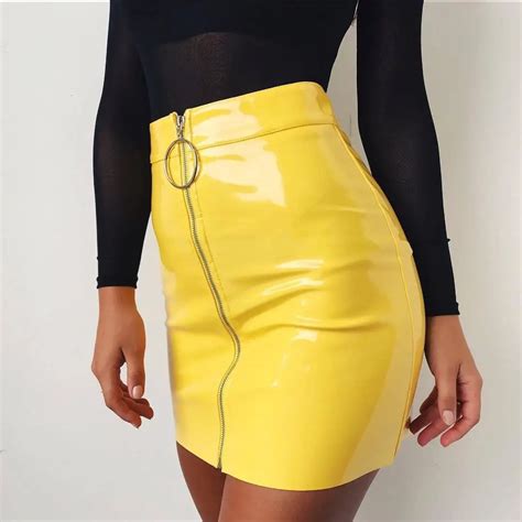 Hot Selling Women High Waist Pu Leather Mini Skirt Sexy Ladies Pencil