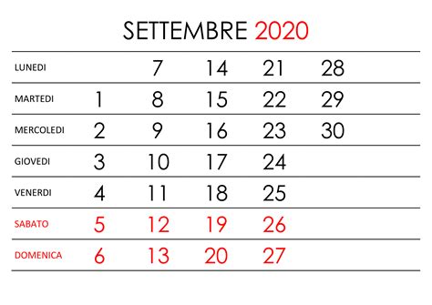 Calendario Settembre 2020 Calendariosu