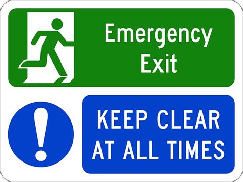 Emergency And Exit Sign Keep Clear At All Times Nz