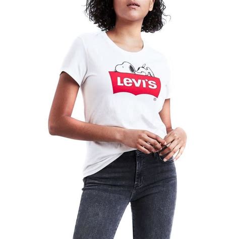 T Shirt Levis Snoopy Blanc Blanc Achat Vente T Shirt Cdiscount