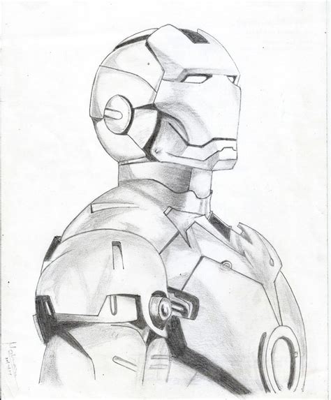 Iron Man Helmet Drawing In Pencil