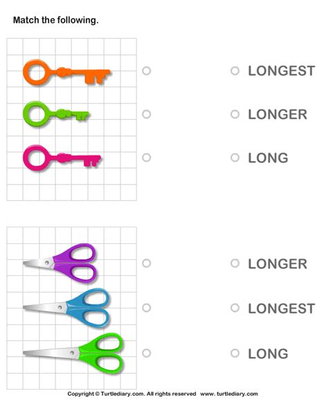 Identify Long Longer Longest Object Turtle Diary Worksheet