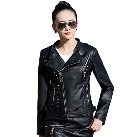 2017 New Arrival Women Faux Leather Jackets Casual Motorcycle Leather Coats Slim Short Design Pu