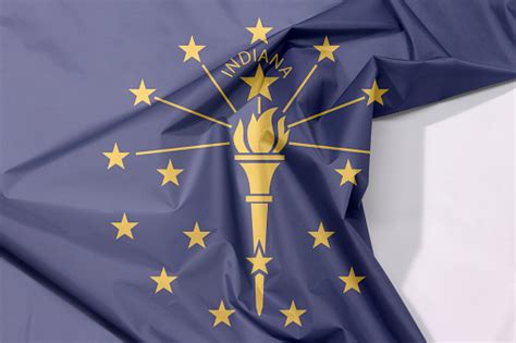 Indiana Fabric Flag Crepe And Crease With White Space Stock Photo